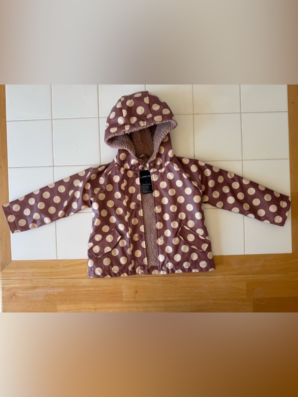 Toddler Lined Spring Raincoat Jacket Size 2T Me Jane Mini Pink Polka Dot EUC - Picture 10 of 10